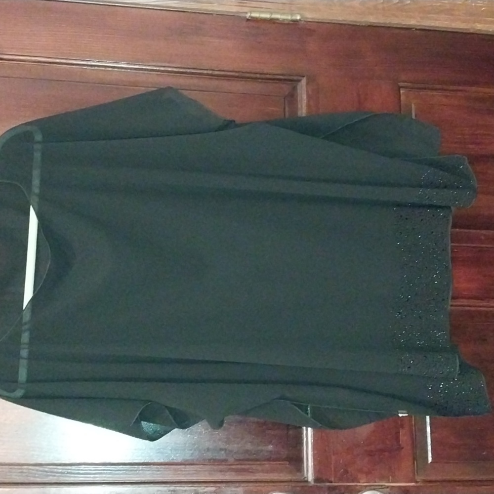 BLACK SHEER STUDDED EMBELLISHED PONCHO IN BLACK. SZ LARGE